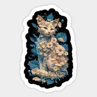 Ethereal Floral Feline - Detailed Cat Artwork Sticker